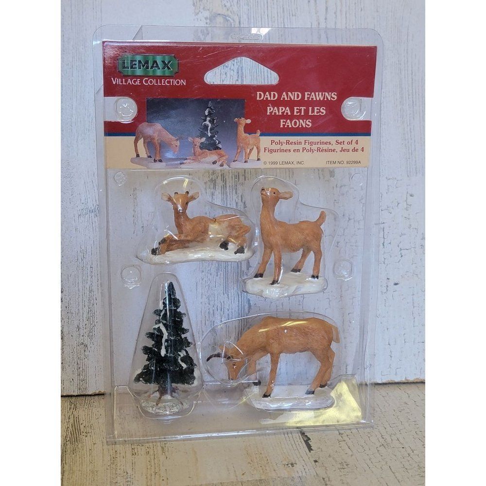 Lemax 1999 dad fawns snow village accessory Xmas